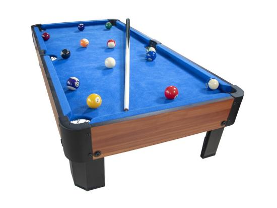 Vente Unique Billard De Table Avec Accessoires - Kit Billard Compact De Bureau Ou Salle De Jeu 102 X 51 X 22 5 Cm - Marron Et Tapis Bleu