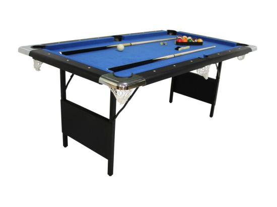 Vente Unique Billard Pliable Table De Billard Avec Accessoires 193 X 109 X 81 Cm - Noir Et Tapis Bleu