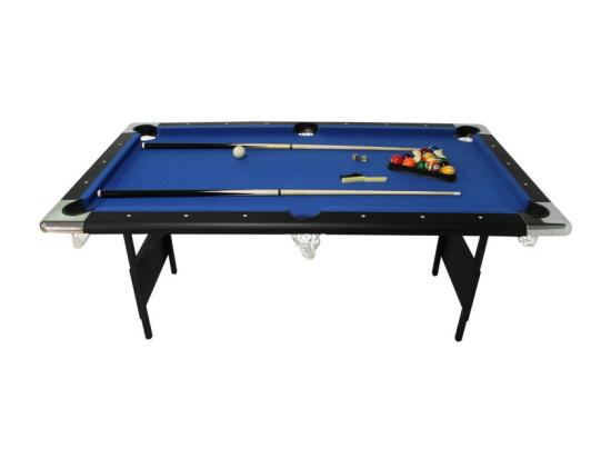 Vente Unique Billard Pliable Table De Billard Avec Accessoires 193 X 109 X 81 Cm - Noir Et Tapis Bleu