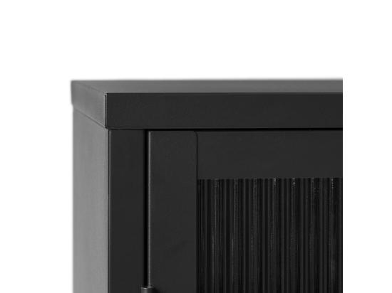 Vente Unique Bjorn - Vaisselier 2 Portes En Verre Strié Et Métal H140cm - Noir