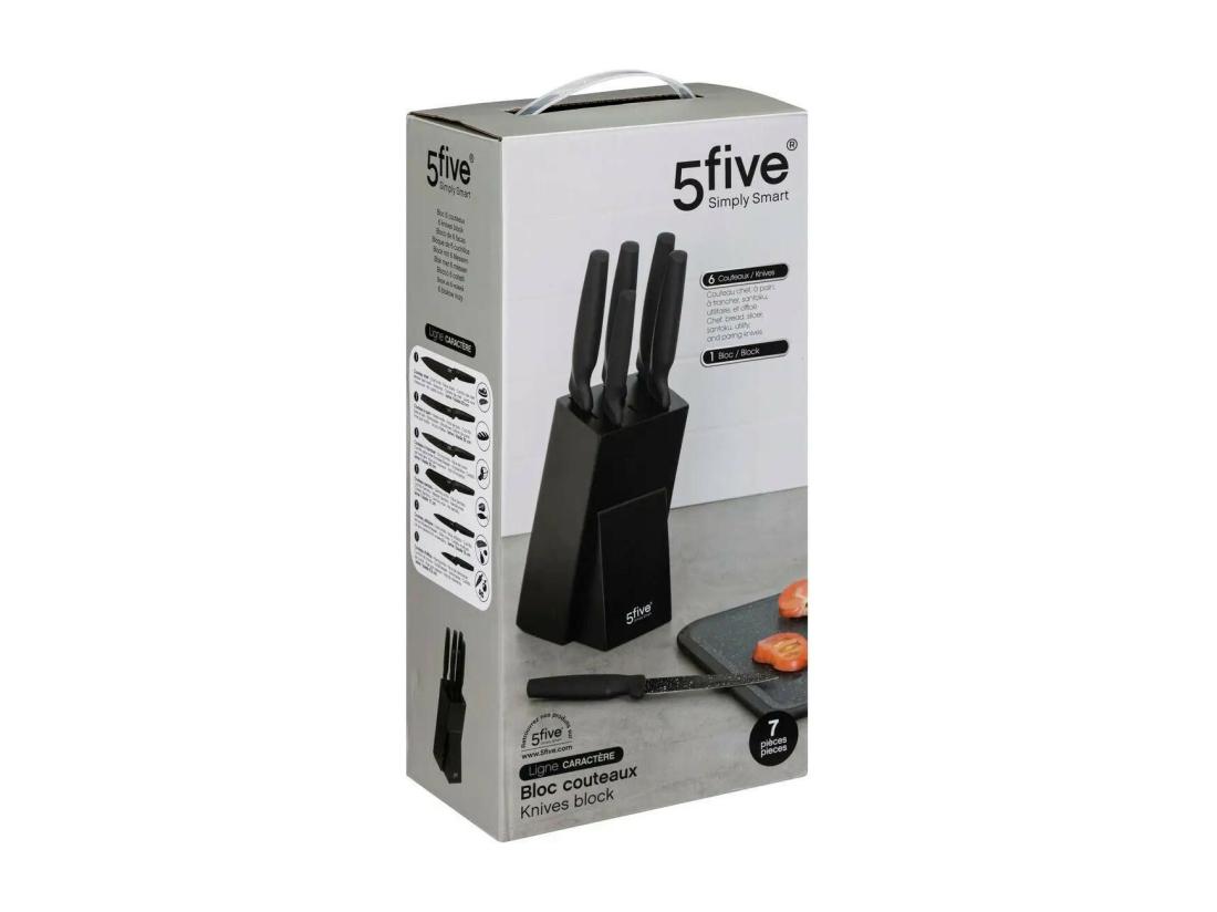 Vente Unique Bloc 6 Couteaux Design "Caractère" 34cm Noir