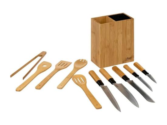 Vente Unique Bloc Couteaux & Ustensiles "Blackbamboo" 35cm Naturel