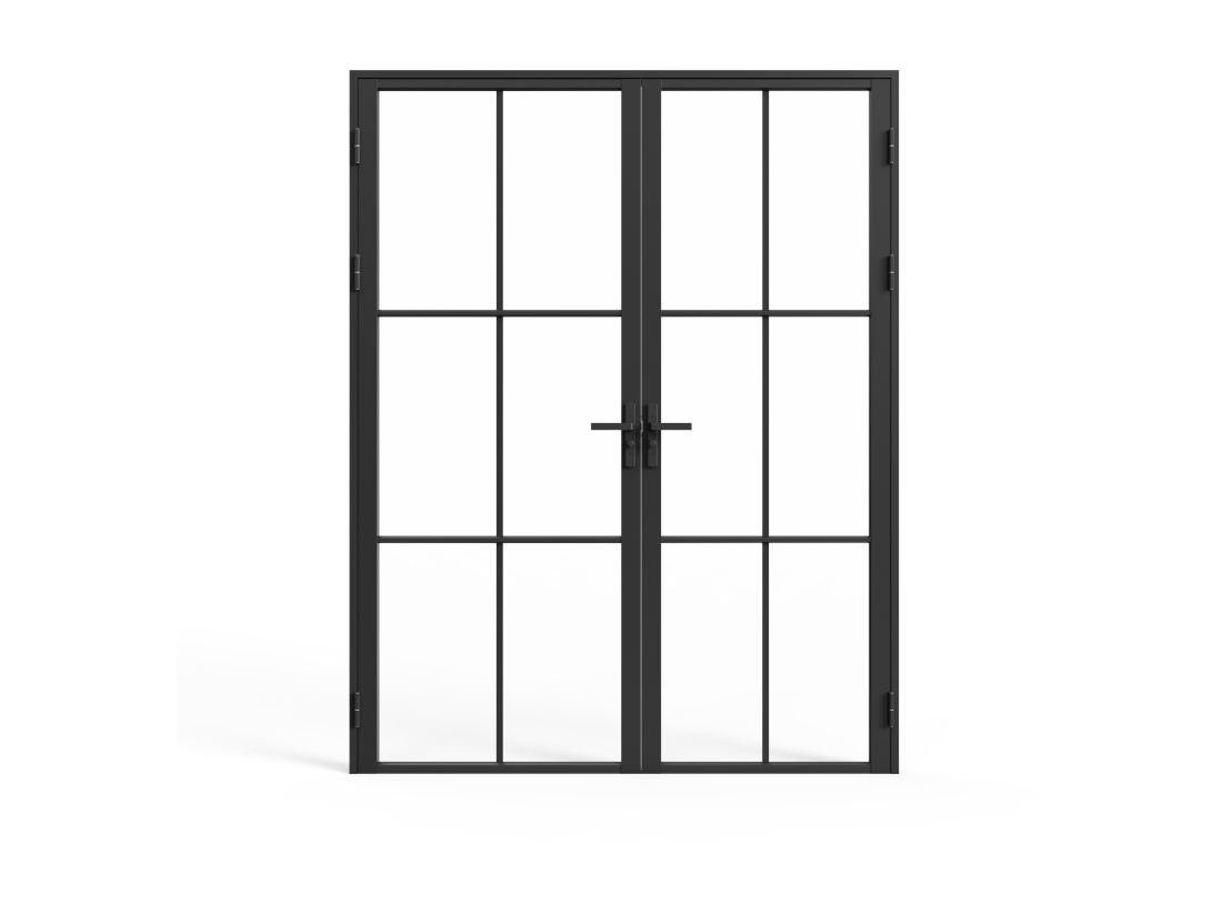 Vente Unique Bloc Porte à Deux Battants En Aluminium Et Verre Trempé - 2 X H204 X L73 Cm - Noir - SEROTO