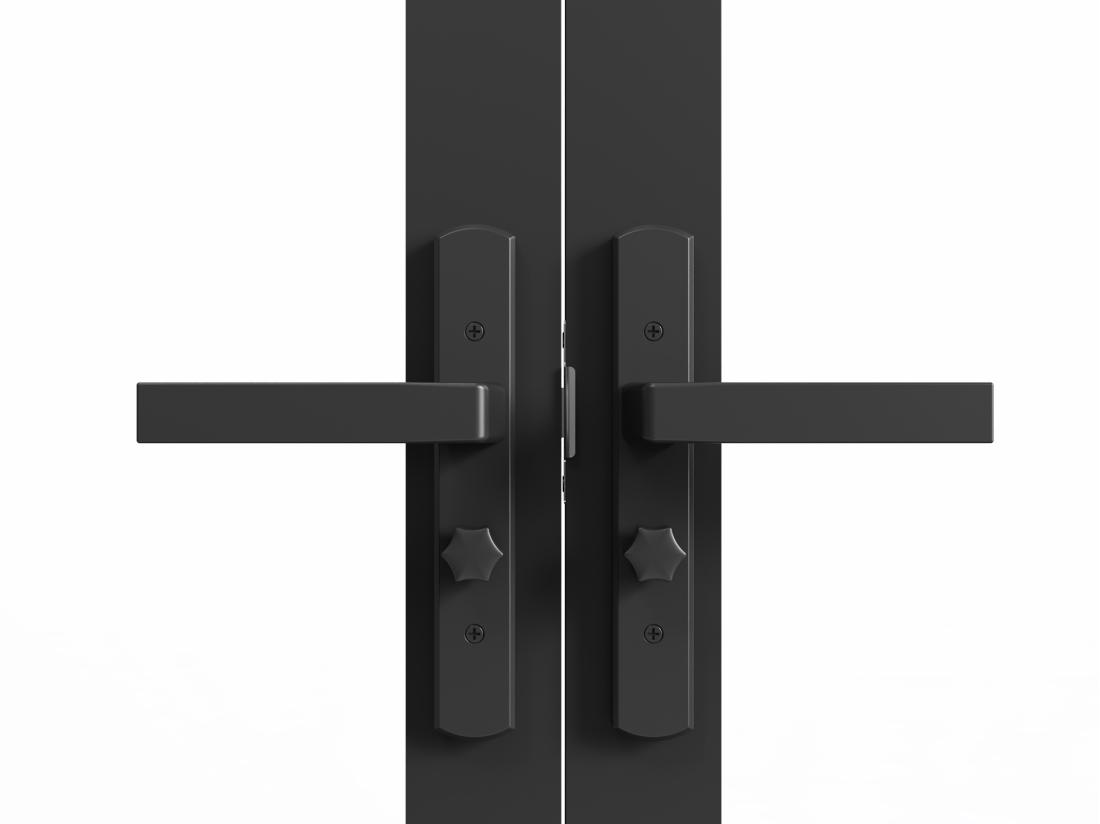 Vente Unique Bloc Porte à Deux Battants En Aluminium Et Verre Trempé - 2 X H204 X L73 Cm - Noir - SEROTO