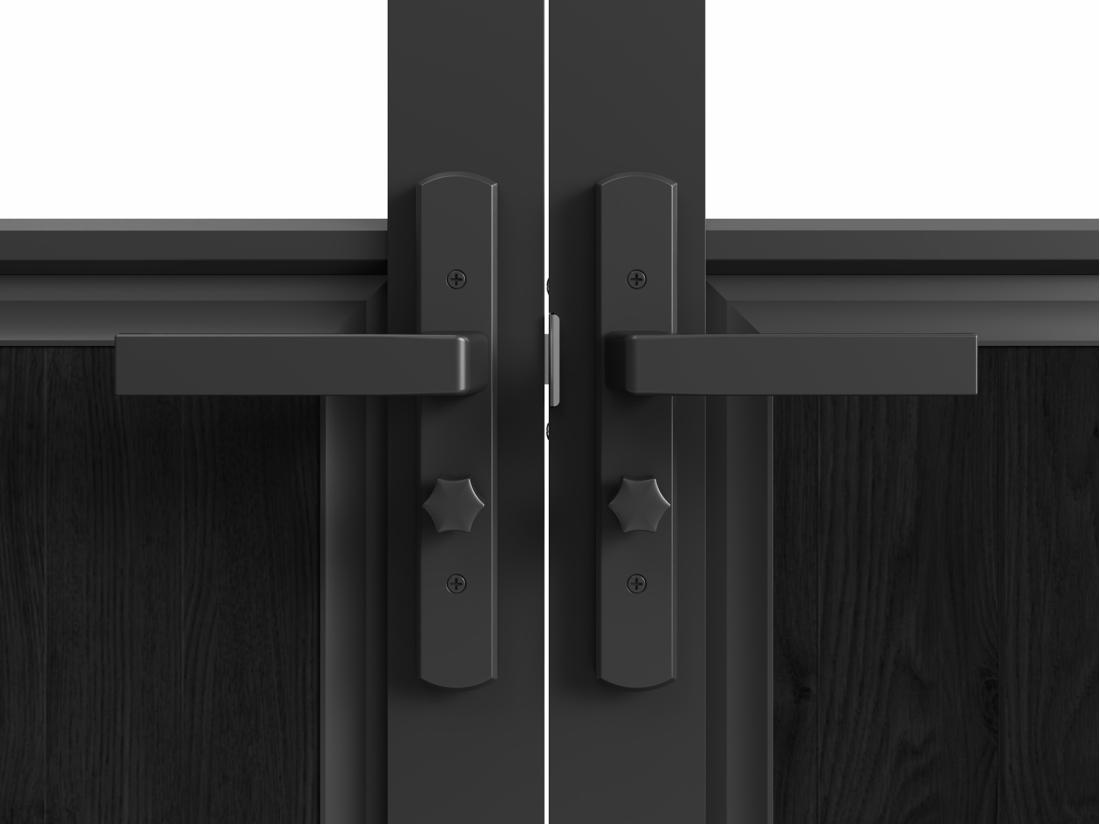 Vente Unique Bloc Porte Réversible à Deux Battants En Aluminium Et Verre Trempé Style Atelier - 2 X H204 X L73 Cm - Noir - ERMELO