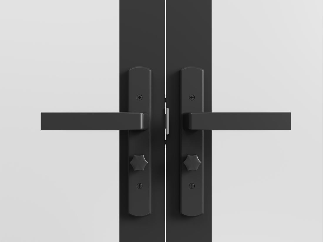 Vente Unique Bloc Porte Réversible à Deux Battants En Aluminium Et Verre Dépoli - 2 X H204 X L73 Cm - Noir - MASERU