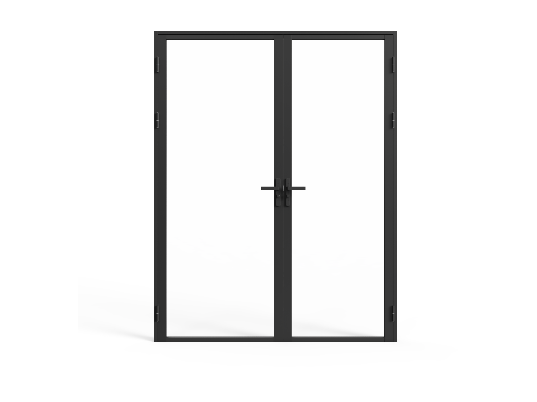 Vente Unique Bloc Porte Réversible à Deux Battants En Aluminium Et Verre Trempé - 2 X H204 X L73 Cm - Noir - LOXTON