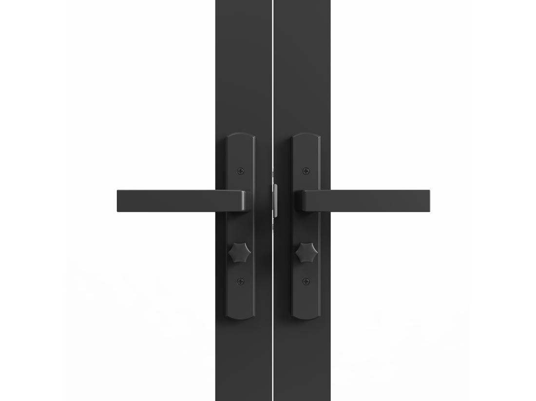 Vente Unique Bloc Porte Réversible à Deux Battants En Aluminium Et Verre Trempé - 2 X H204 X L73 Cm - Noir - LOXTON