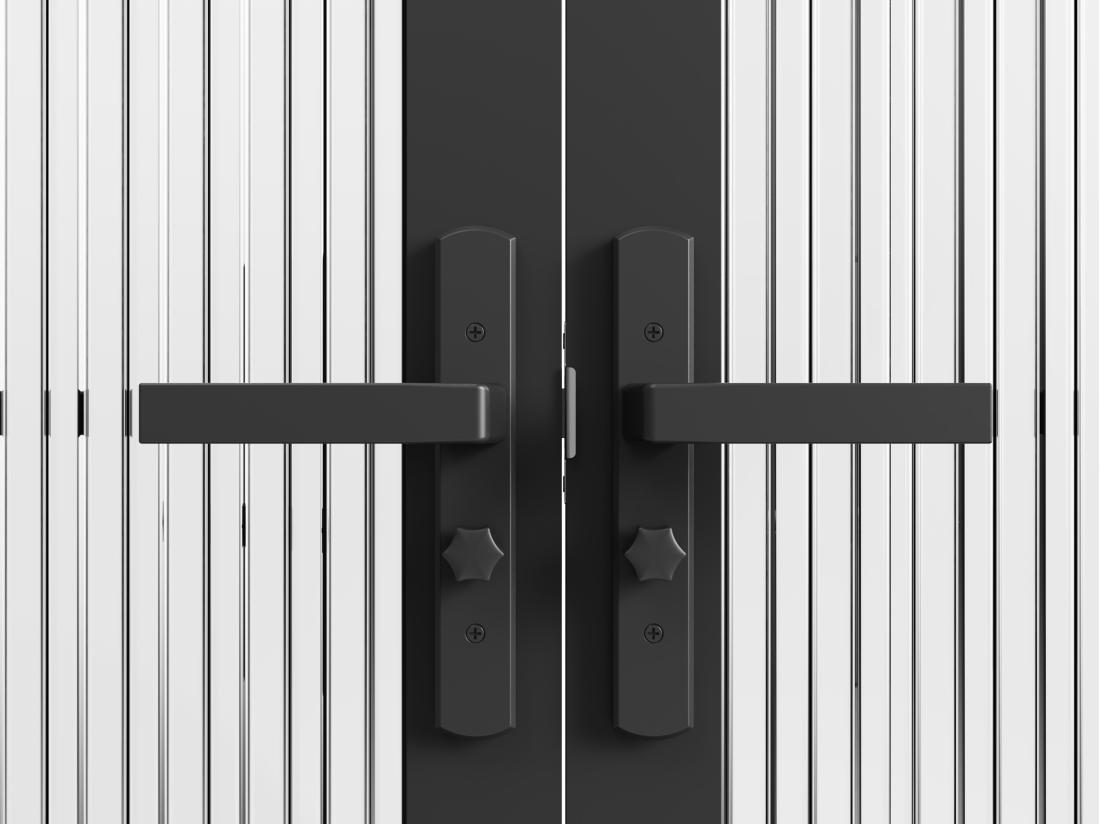 Vente Unique Bloc Porte Réversible à Deux Battants En Aluminium Et Verre Texturé - 2 X H204 X L83 Cm - Noir - MASERU