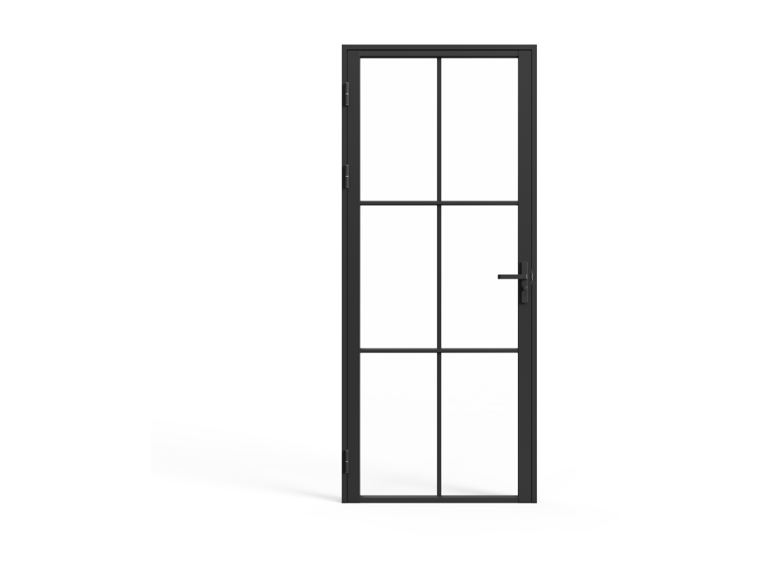 Vente Unique Bloc Porte Réversible En Aluminium Et Verre Trempé - H204 X L73 Cm - Noir - SEROTO