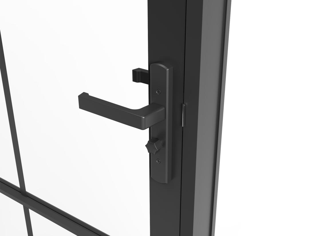 Vente Unique Bloc Porte Réversible En Aluminium Et Verre Trempé - H204 X L73 Cm - Noir - SEROTO