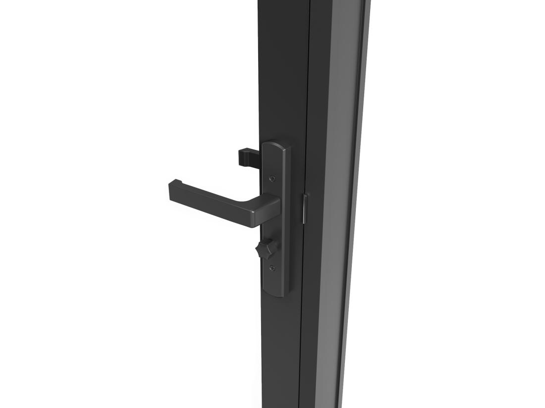 Vente Unique Bloc Porte Réversible En Aluminium Et Verre Trempé - H204 X L73 Cm - Noir - LOXTON