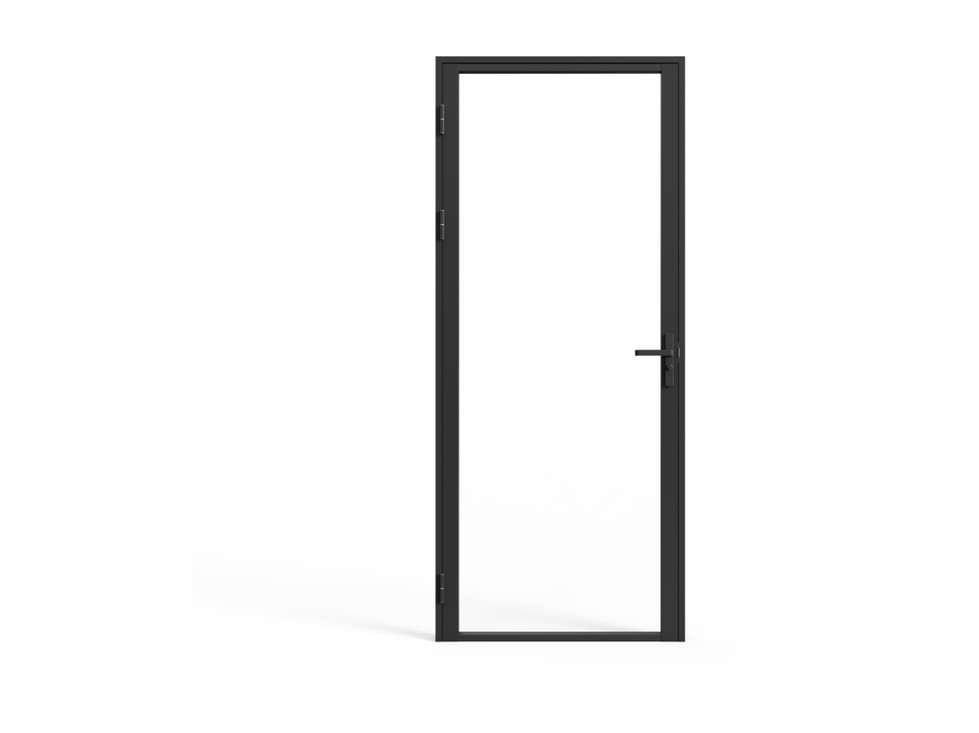 Vente Unique Bloc Porte Réversible En Aluminium Et Verre Trempé - H204 X L83 Cm - Noir - LOXTON