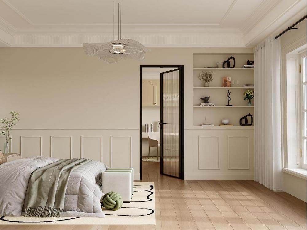 Vente Unique Bloc Porte Réversible En Aluminium Et Verre Trempé Texturé - H204 X L83 Cm - Noir - LOXTON