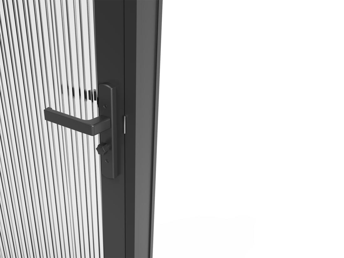 Vente Unique Bloc Porte Réversible En Aluminium Et Verre Trempé Texturé - H204 X L83 Cm - Noir - LOXTON