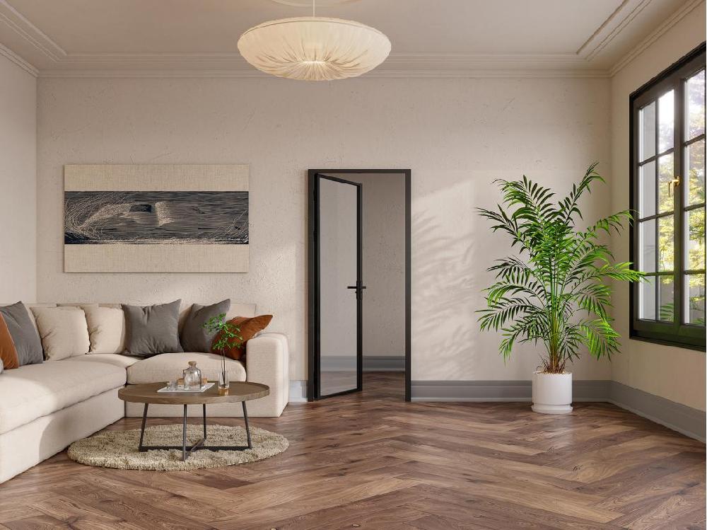 Vente Unique Bloc Porte Réversible En Aluminium Et Verre Trempé - H204 X L93 Cm - Noir - LOXTON