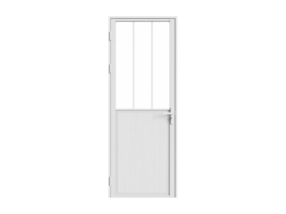 Vente Unique Bloc Porte Réversible En Aluminium Et Verre Trempé Style Atelier - H204 X L73 Cm - Blanc - ERMELO