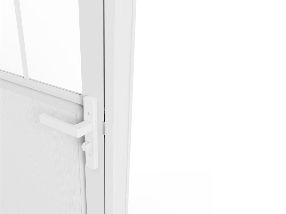 Vente Unique Bloc Porte Réversible En Aluminium Et Verre Trempé Style Atelier - H204 X L73 Cm - Blanc - ERMELO