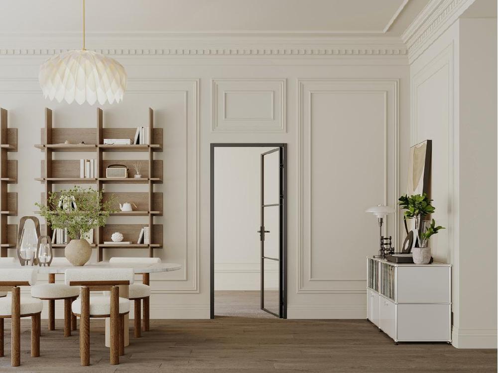 Vente Unique Bloc Porte Réversible En Aluminium Et Verre Trempé - H204 X L93 Cm - Noir - MASERU