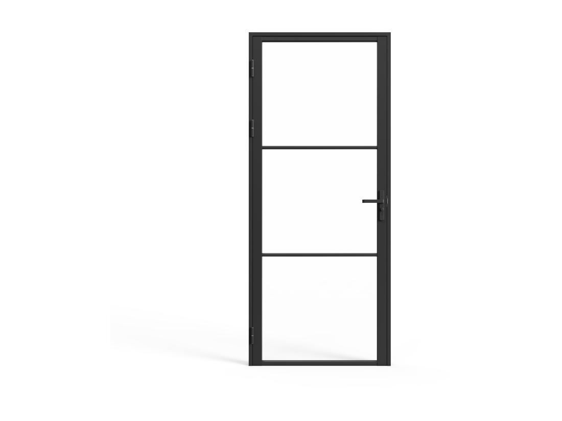 Vente Unique Bloc Porte Réversible En Aluminium Et Verre Trempé - H204 X L93 Cm - Noir - MASERU