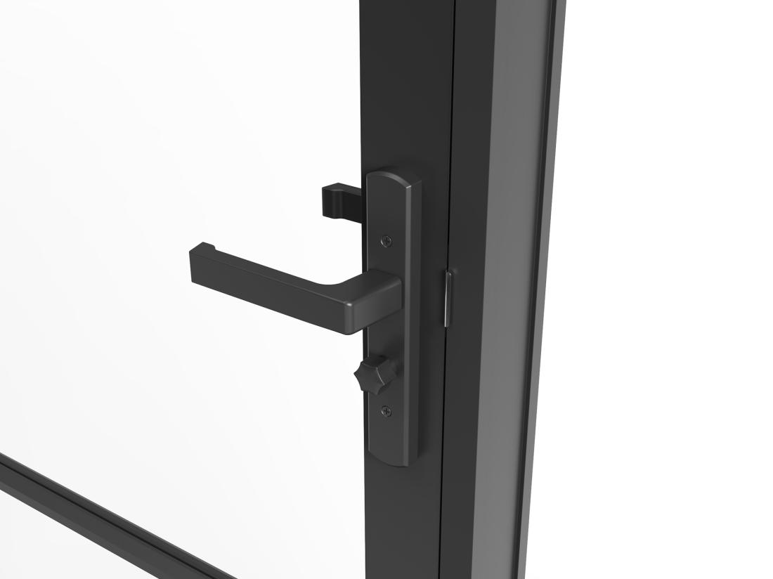 Vente Unique Bloc Porte Réversible En Aluminium Et Verre Trempé - H204 X L93 Cm - Noir - MASERU