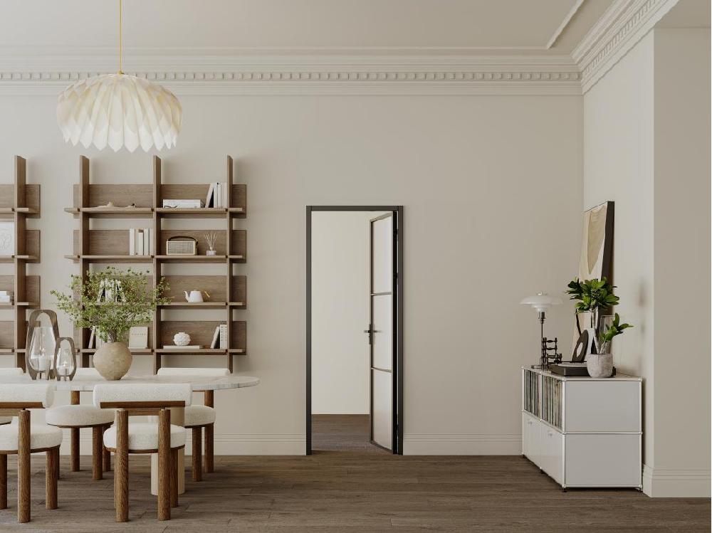 Vente Unique Bloc Porte Réversible En Aluminium Et Verre Trempé Dépoli - H204 X L73 Cm - Noir - MASERU
