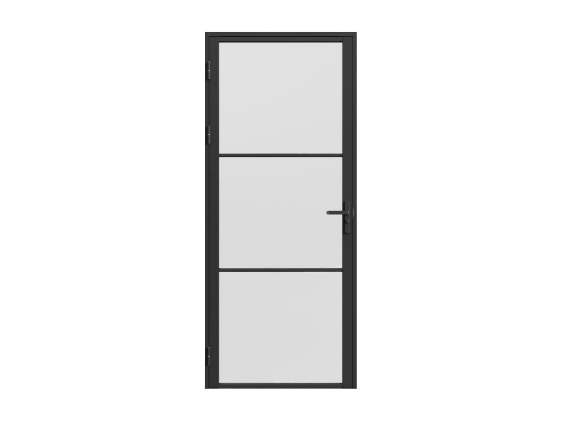 Vente Unique Bloc Porte Réversible En Aluminium Et Verre Trempé Dépoli - H204 X L73 Cm - Noir - MASERU