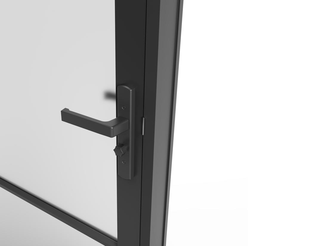Vente Unique Bloc Porte Réversible En Aluminium Et Verre Trempé Dépoli - H204 X L73 Cm - Noir - MASERU
