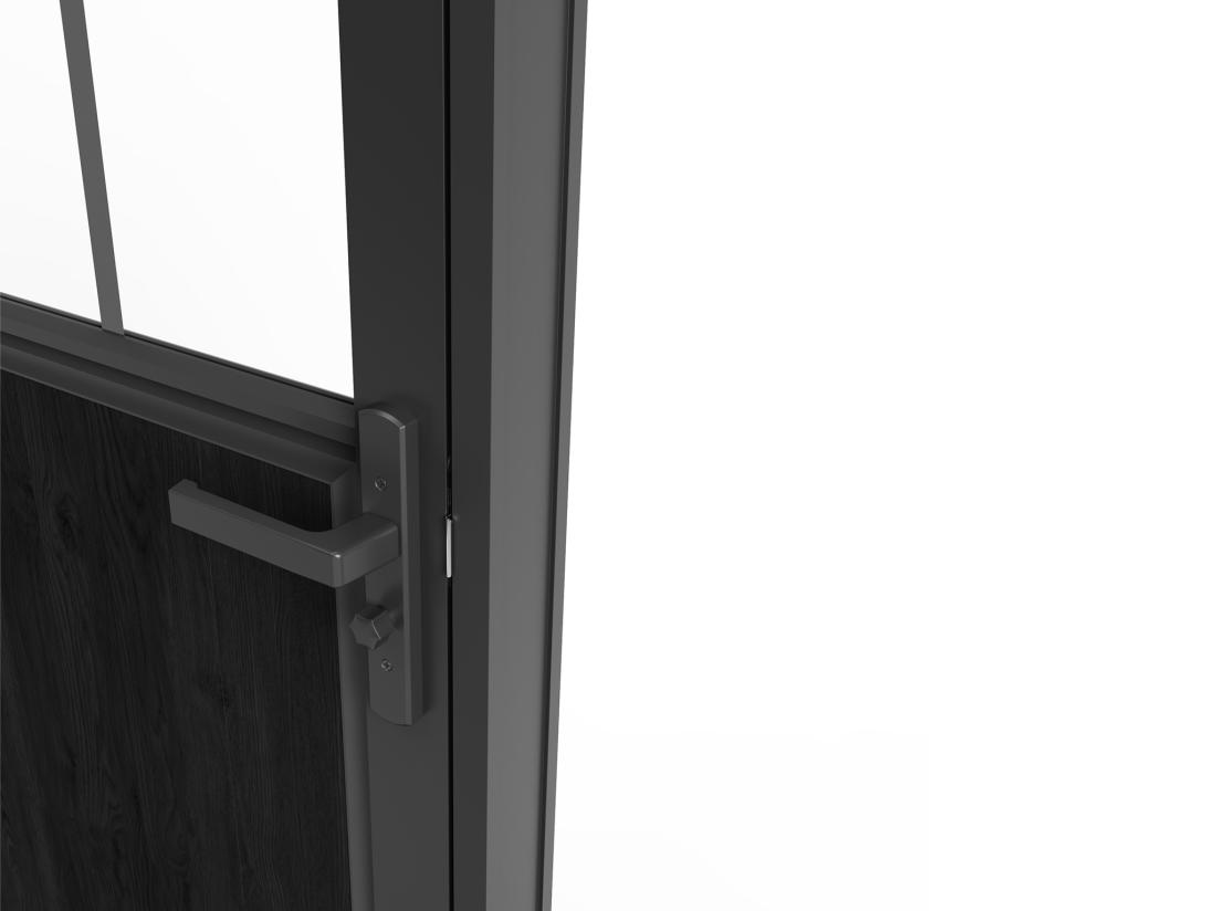 Vente Unique Bloc Porte Réversible En Aluminium Et Verre Trempé Style Atelier - H204 X L93 Cm - Noir - ERMELO