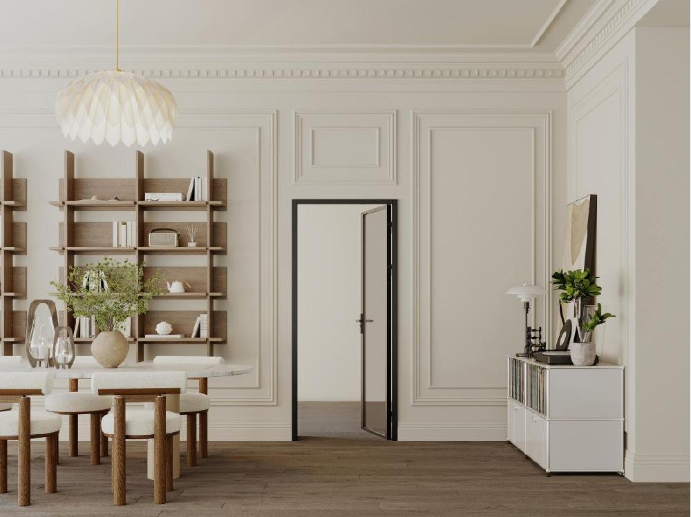 Vente Unique Bloc Porte Réversible En Aluminium Et Verre Trempé Fumé - H204 X L83 Cm - Noir - LOXTON