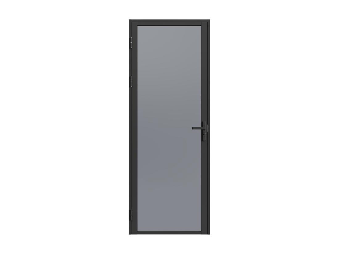 Vente Unique Bloc Porte Réversible En Aluminium Et Verre Trempé Fumé - H204 X L83 Cm - Noir - LOXTON
