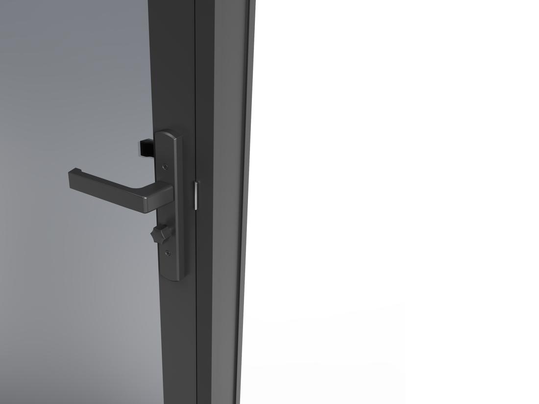 Vente Unique Bloc Porte Réversible En Aluminium Et Verre Trempé Fumé - H204 X L83 Cm - Noir - LOXTON