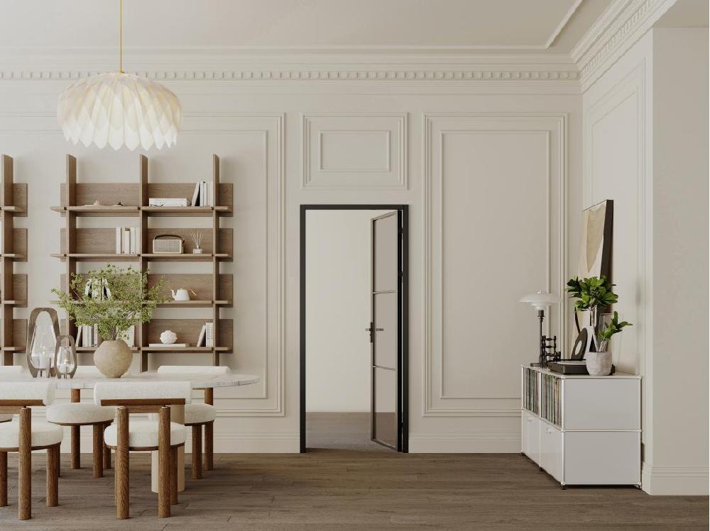 Vente Unique Bloc Porte Réversible En Aluminium Et Verre Trempé Fumé - H204 X L93 Cm - Noir - MASERU