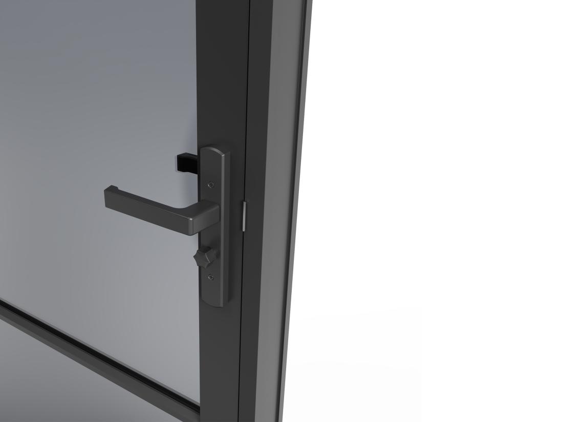 Vente Unique Bloc Porte Réversible En Aluminium Et Verre Trempé Fumé - H204 X L93 Cm - Noir - MASERU