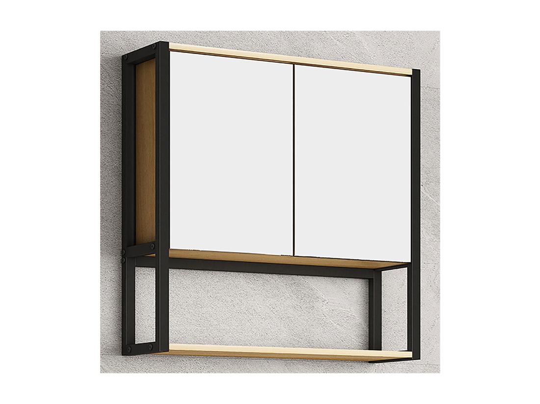 Vente Unique Bois Métal Armoire De Toilette Miroir Edino