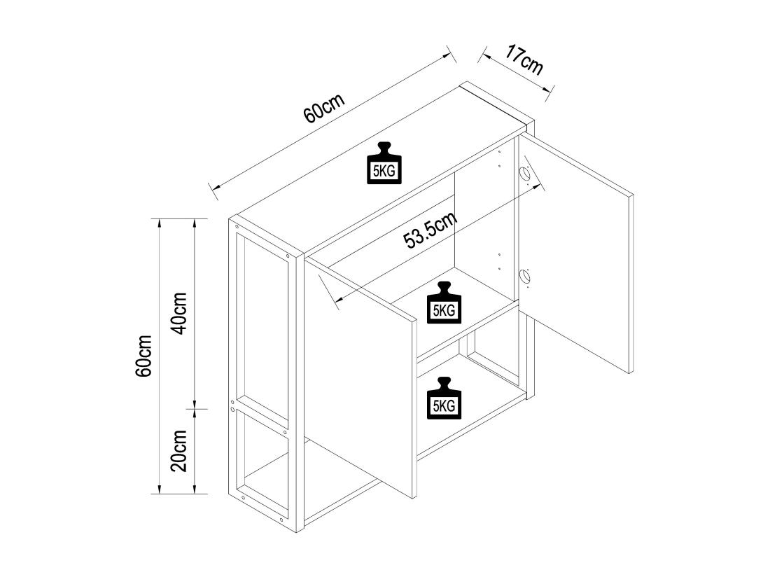 Vente Unique Bois Métal Armoire De Toilette Miroir Edino