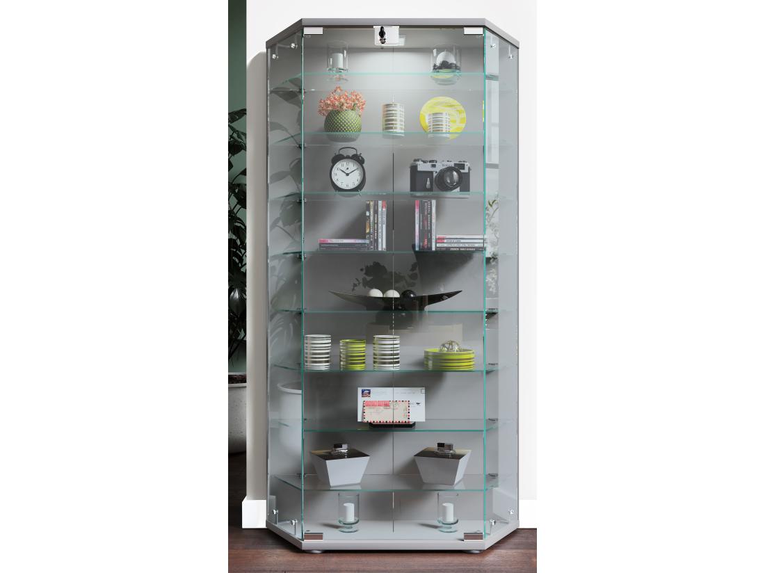 Vente Unique Bois Verre Stand Vitrine Étagère Cenila XL