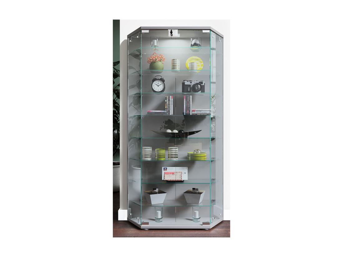 Vente Unique Bois Verre Stand Vitrine Étagère Cenila XL