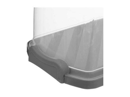 Vente Unique Boîte à Cake En Plastique - Gris/Transparent - L 36 X P 13 3 Cm