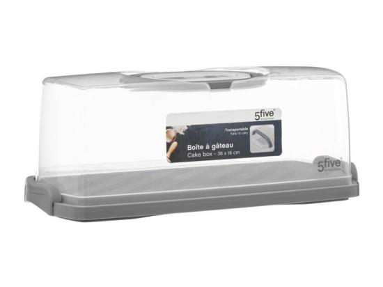 Vente Unique Boîte à Cake En Plastique - Gris/Transparent - L 36 X P 13 3 Cm