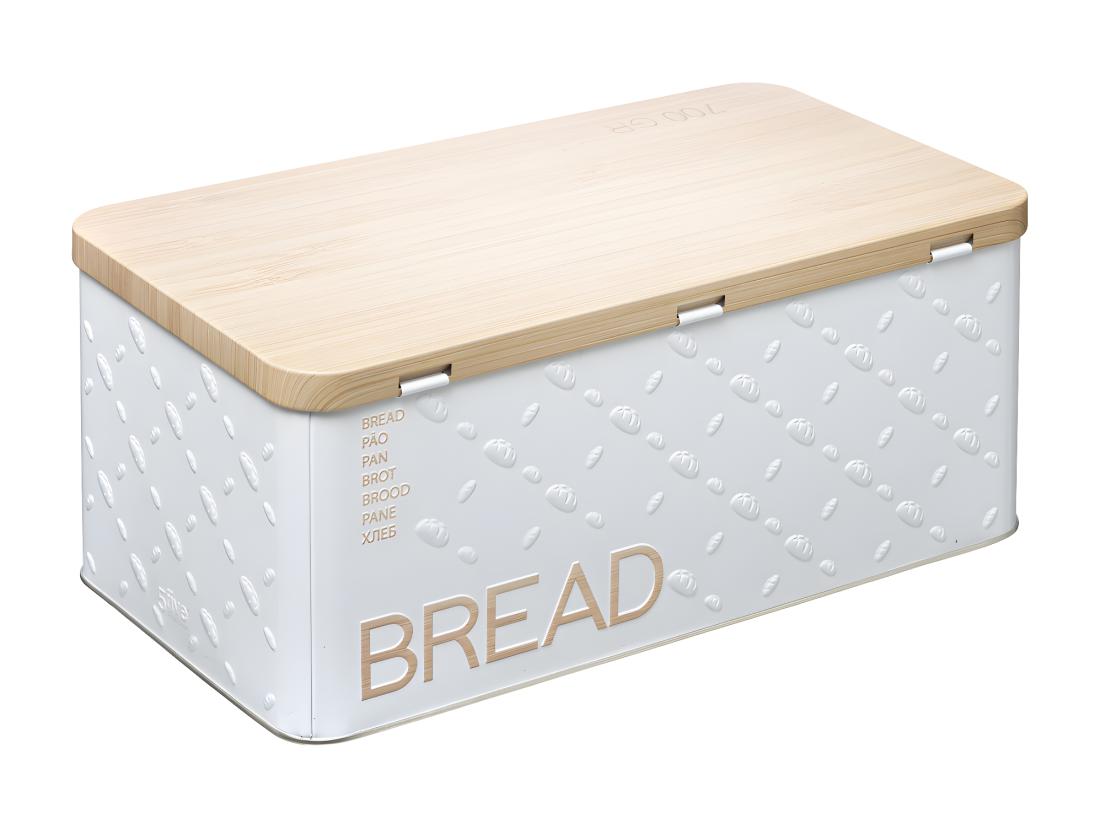 Vente Unique Boîte à Pain En Métal Blanc Déco Relief Beige