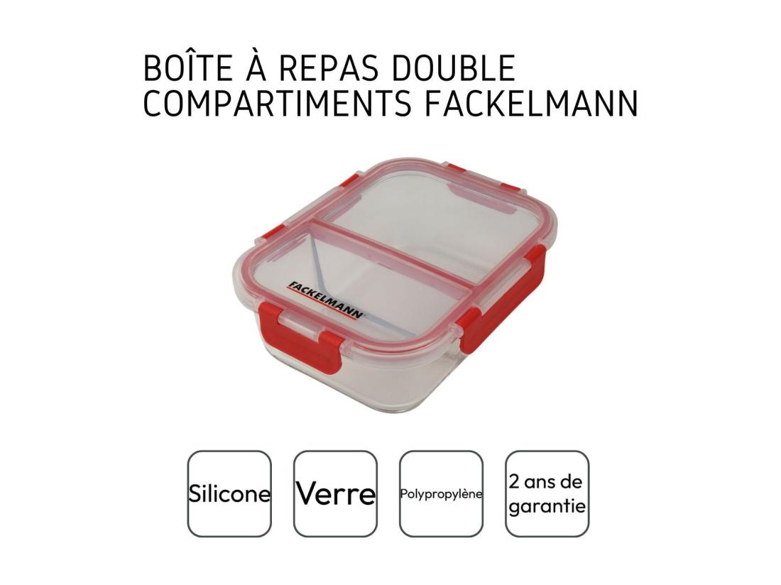Vente Unique Boîte à Repas En Verre Avec Deux Compartiments 1000 Ml Fackelmann Move