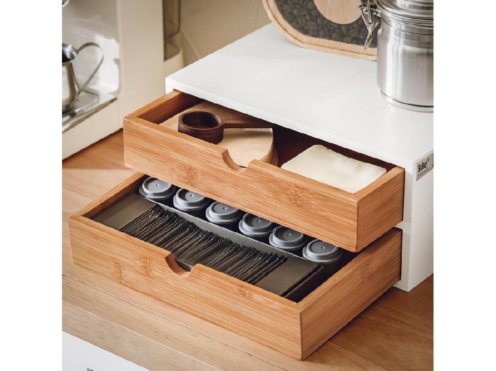 Vente Unique Boîte De Rangement À 2 Tiroirs Porte-capsules Nespresso Distributeur Boîte À Capsules Frg180-wn
