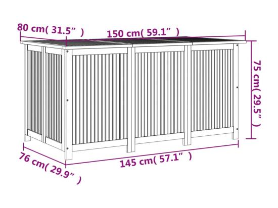 Vente Unique Boîte De Rangement De Jardin 150x80x75 Cm Bois Massif D'acacia