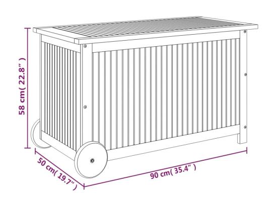 Vente Unique Boîte De Rangement De Jardin Avec Roues 90x50x58 Cm Bois Acacia
