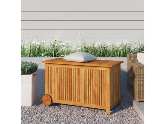 vente unique Boîte de rangement de jardin avec roues 90x50x58 cm Bois acacia