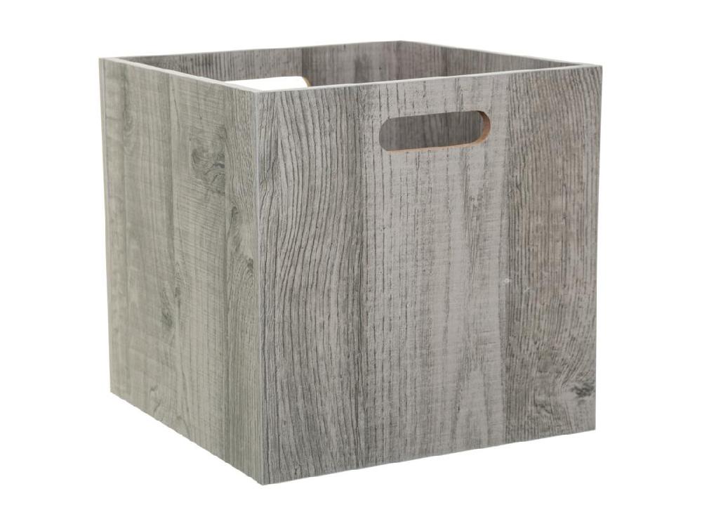 Vente Unique Boîte De Rangement En Bois Aspect Chêne Gris 31 X 31 Cm