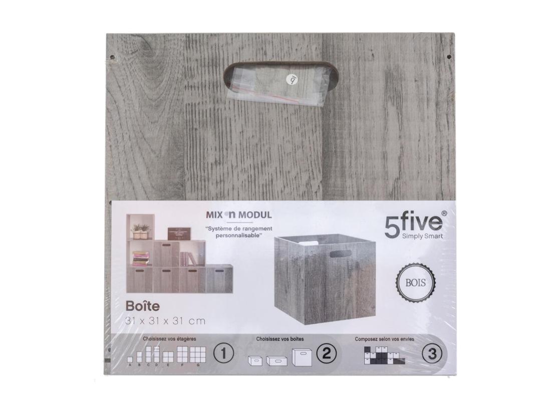 Vente Unique Boîte De Rangement En Bois Aspect Chêne Gris 31 X 31 Cm