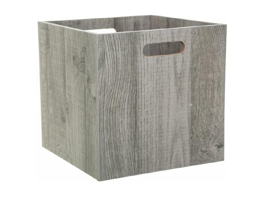 vente unique Boîte de rangement en bois aspect chêne Gris 31 x 31 cm