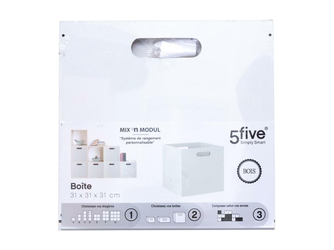 Vente Unique Boîte De Rangement En Bois Blanc 31 X 31 Cm